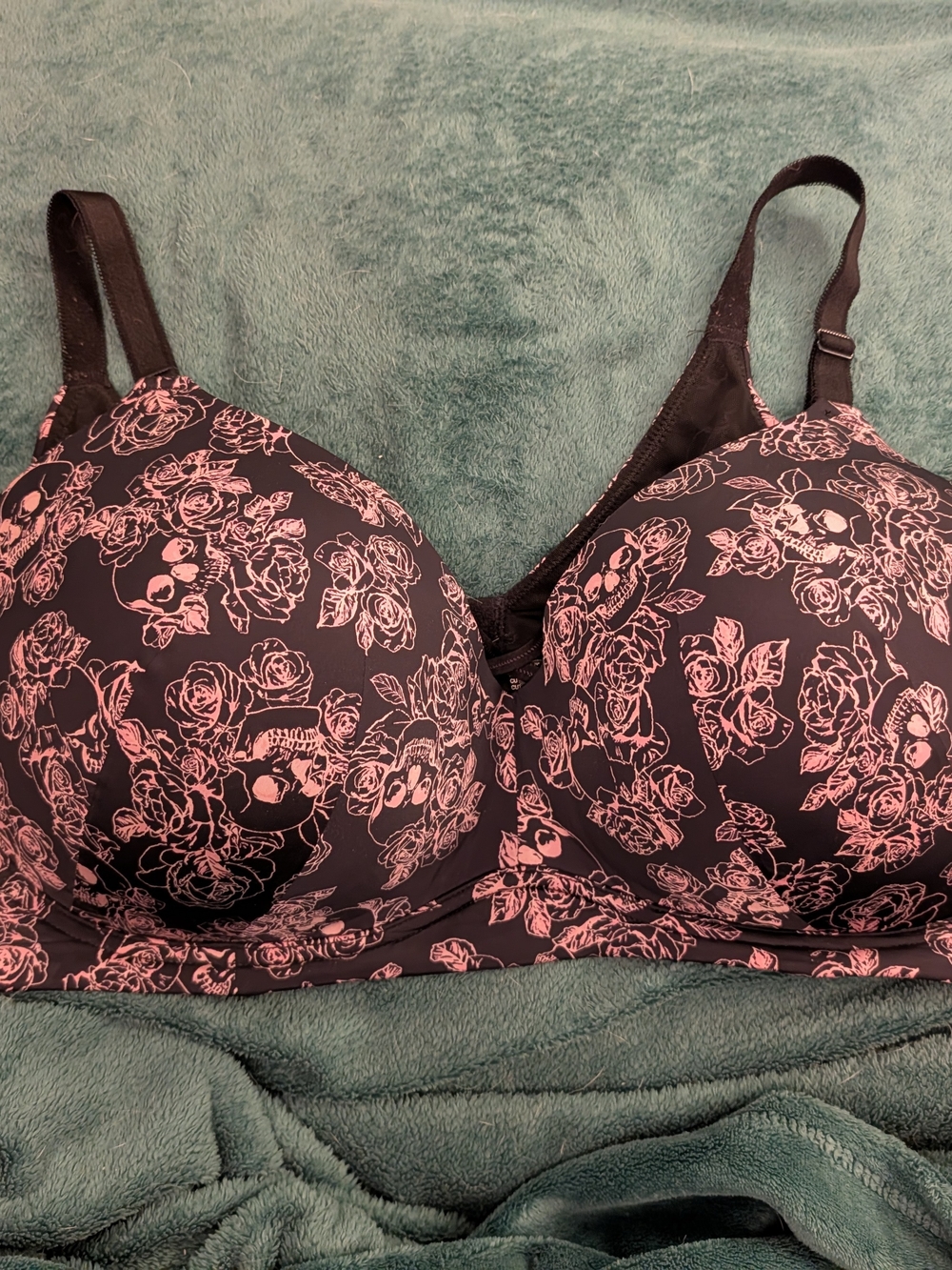 torrid Black Bra with Pink Rose Print - Molded Cups